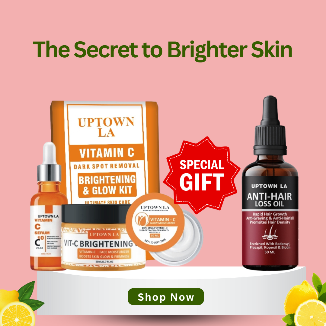 Buy one 3 IN 1 Vitamin C Glowing Boost Bundle and Get Free Hair Growth Oil GIft